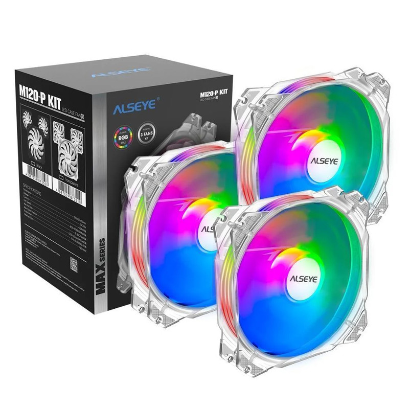 Alseye M120-P RGB Triple Fan Max Series Kit - White - مروحة تبريد
